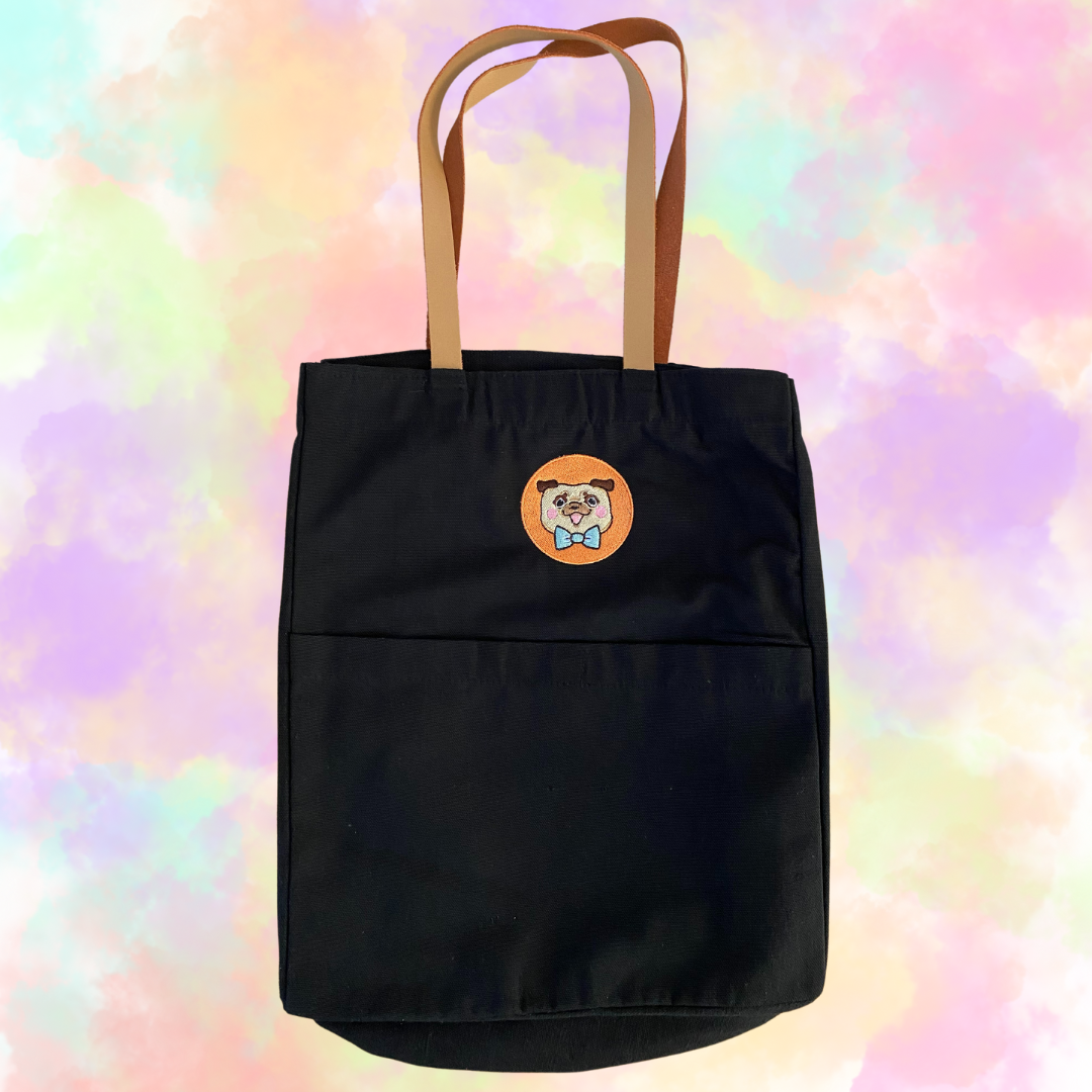 TOTE BAG PIXEL PUG CIRCLE